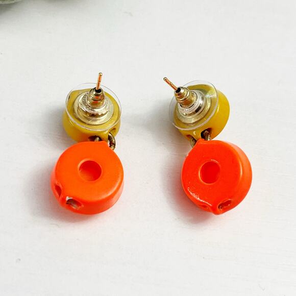 Upcycled J. Crew Brulee Drop Earrings Yellow & Orange